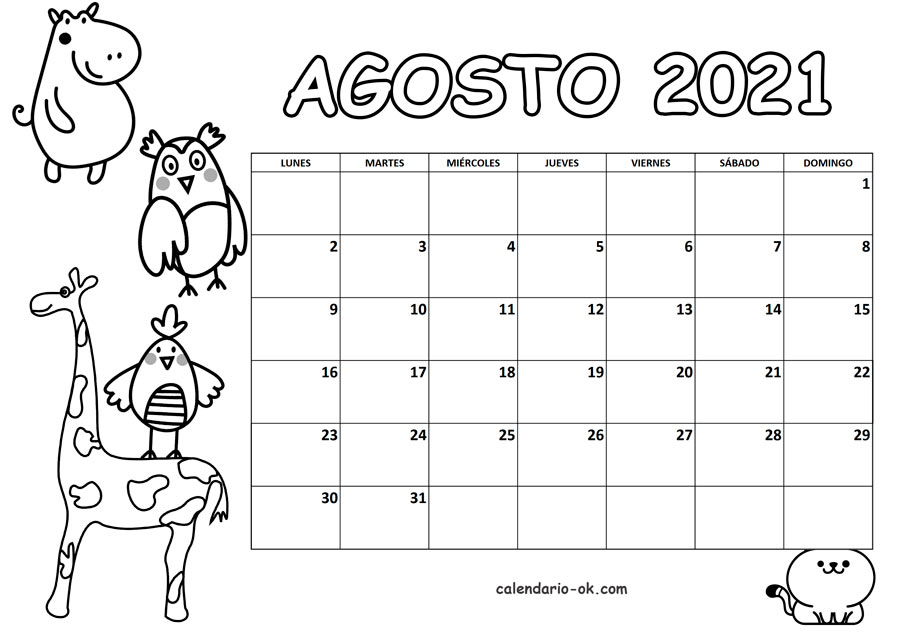 Tema Cocodrilo Comprimido Calendario Mes Agosto Para Imprimir Garganta