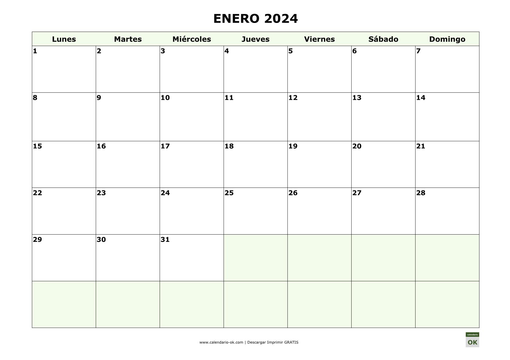 Calendario 2024 por MESES 12 páginas 