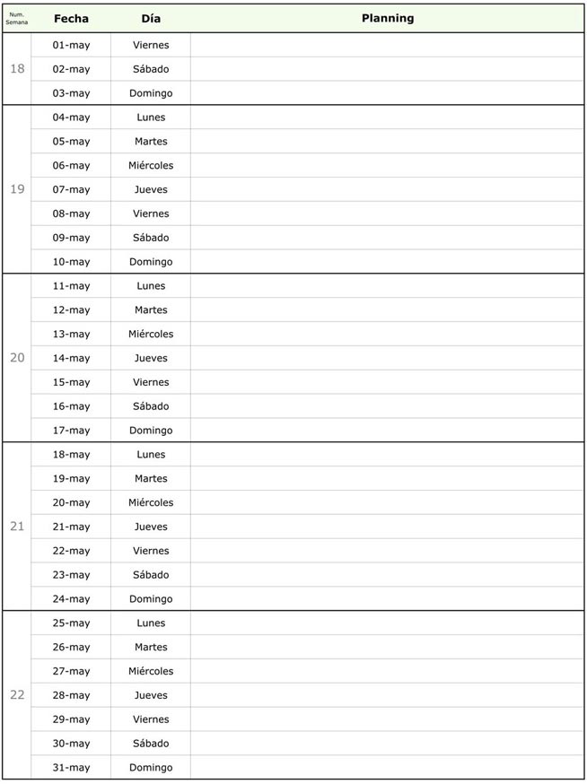 Plantilla Calendario Mayo 2020 Para Imprimir Pdf